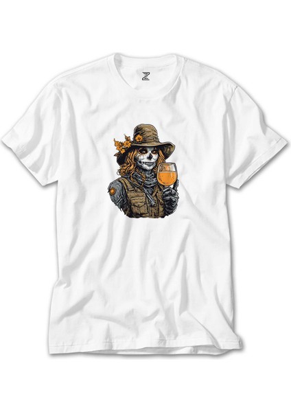 Kovboy Woman Skull Beyaz T-Shirt