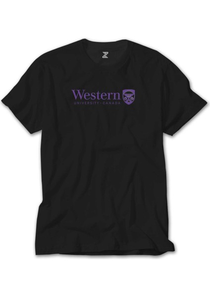 Western University Purple Logo Siyah T-Shirt