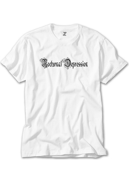 Nocturnal Depression Text Beyaz T-Shirt