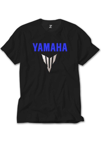 Yamaha MT07 Logo Blue Siyah Tişört