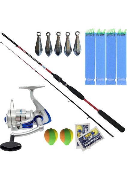 Balıkçı Tekne Seti Kendo Azurro 6000 3bb Olta Makinesi-Kendo Sea Bream 1.65M Up To 150GR 2 Parça Olta Kamışı-2 Fosfor-2 Şamandıra-5x 50GR Kurşun-4 Çapari