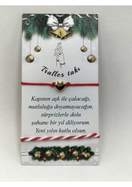 Kırmızı ve beyaz renkli deri kalp bileklik ve şans ipi seti fiyatları