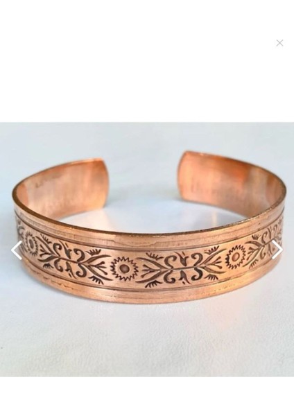 Pembe Saf Bakır Bileklik, Enli Motifli, Her Bileğe Uygun, Şık ve Dayanıklı