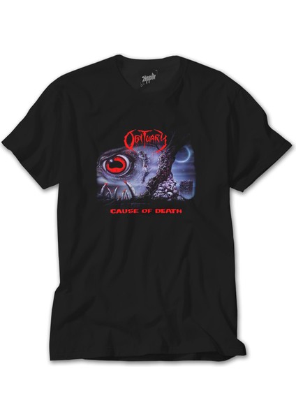 Obituary Cause Of Death Siyah T-Shirt