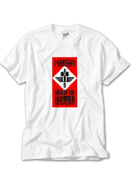Manowar Sign Of The Hammer Beyaz T-Shirt