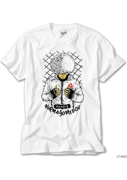Ufc Khabib Nurmagomedov Cartoon Beyaz T-Shirt