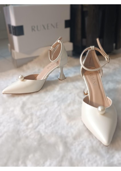 Earl Inci Toka ve Bant Detaylı Stiletto 8cm Gelin Ayakkabısı