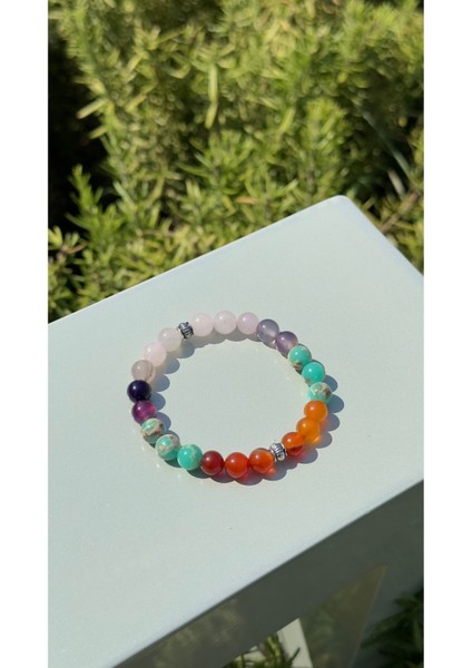 Renkli Doğal Taş Bileklik, Şık ve Uyumlu Tasarım, Aşk ve Partner Teması