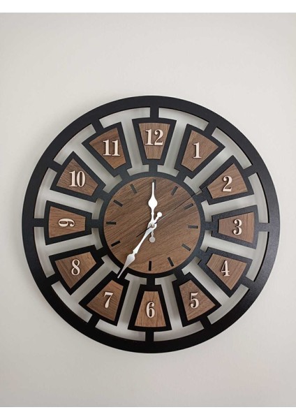 Ahşap Siyah Duvar Saati Sessiz Saat-5 Mm Kalınlık