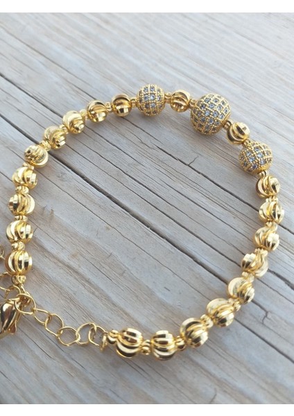 Kadınlar için 22 ayar altın kaplama zarif ve parlak bileklik, pirinç materyal