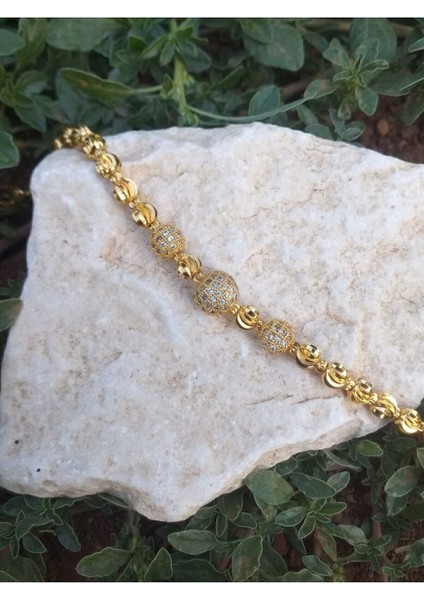 Kadınlar için 22 ayar altın kaplama zarif ve parlak bileklik, pirinç materyal indirimleri