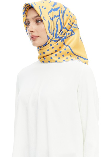 Setrms Sarı Leopar-Zebra Desenli Eşarp 2428874003