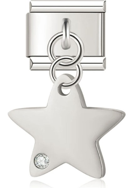 9mm Yıldız Charm, dayanıklı ve şık paslanmaz çelik takı aksesuarı