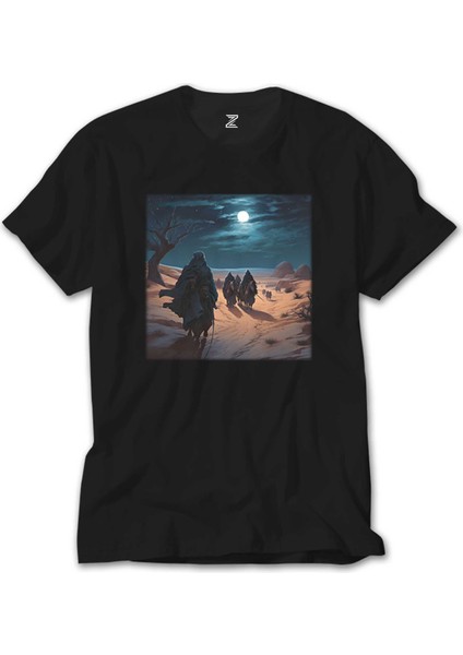 Caravan Advancing In The Moonlight Siyah T-Shirt