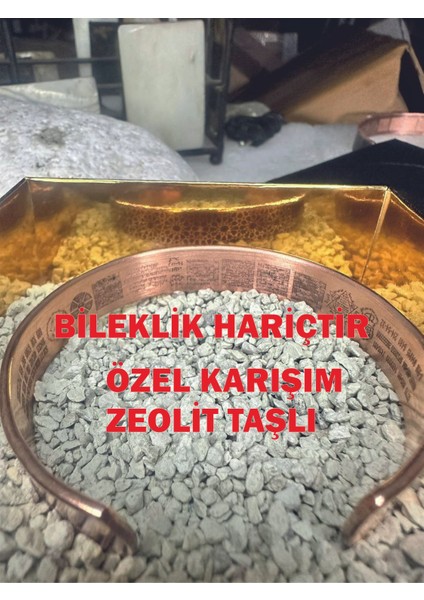 Bakır Bileklik Kolye Temizleme Nötreleme Enerji Yenileme Zeolit ve Özel Karışım Taş Kumu ve Kutusu