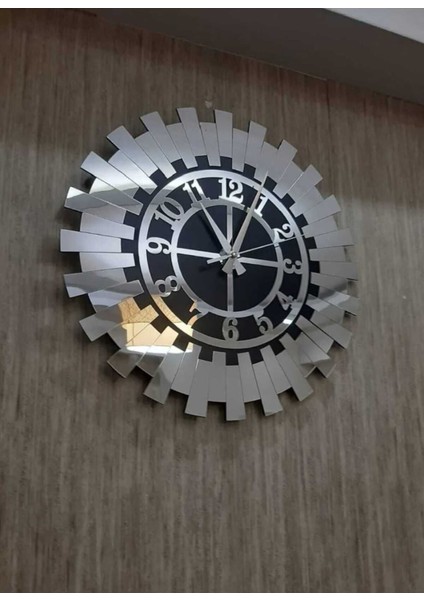 Dekoratif Modern Duvar Saati Gümüş Ayna 40 Cm fiyatları