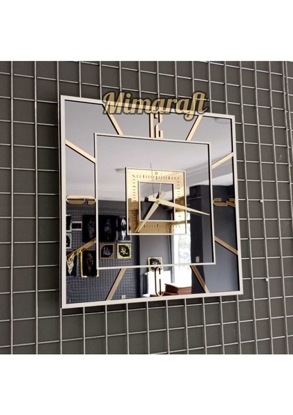 Gerçek Aynalı Duvar Saati Pleksi Değildir 50 Cm