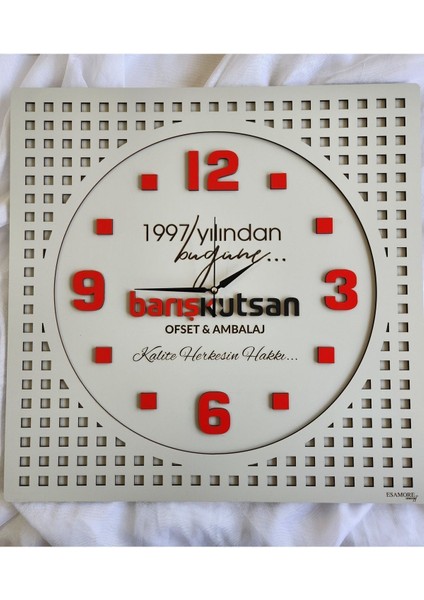 Kişi Ve Firmalara Özel Isimli Markalı K Kurumsal Ahşap Duvar Saati Marka Ve Logolu