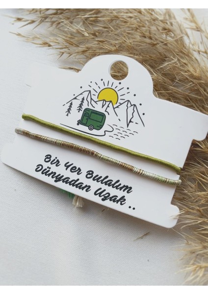 Bir Yer Bulalım Dünyadan Uzak Çift Bilekliği , Arkadaşlık Bilekliği Bohem Ip Bileklik Seti