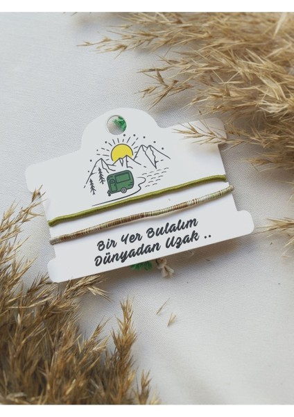 Bir Yer Bulalım Dünyadan Uzak Çift Bilekliği , Arkadaşlık Bilekliği Bohem Ip Bileklik Seti