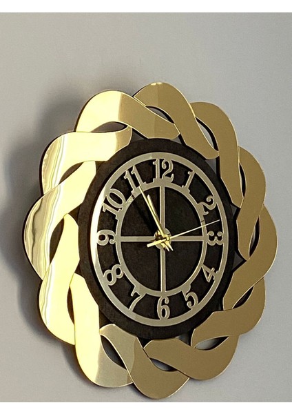 Şık Duvar Saati Dekoratif Kabartmalı Lüks Altın Sarısı Saç Örgüsü Modern Ev Ofis Saati 50x50 Cm fırsatları