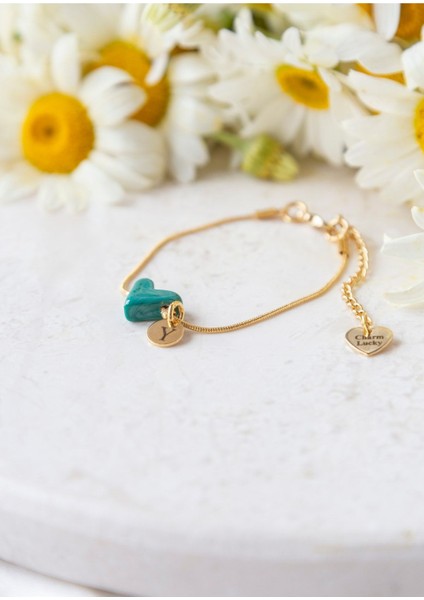 Yeşil Kalp Harfli Zarif Bileklik, Altın Kaplama, Şık Takı Seçeneği