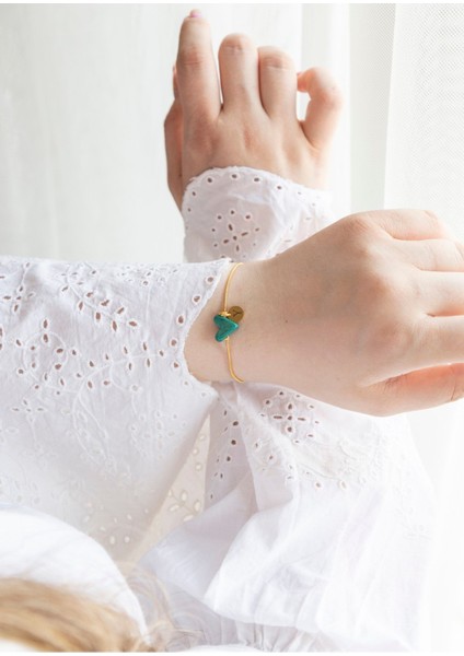 Yeşil Kalp Harfli Zarif Bileklik, Altın Kaplama, Şık Takı Seçeneği fırsatları