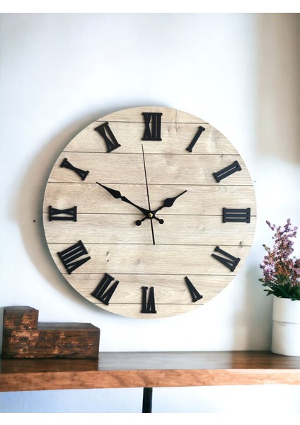 Ahşap Roma Rakamlı Minimalist Duvar Saati Sade Bohem Duvar Saati fırsatları