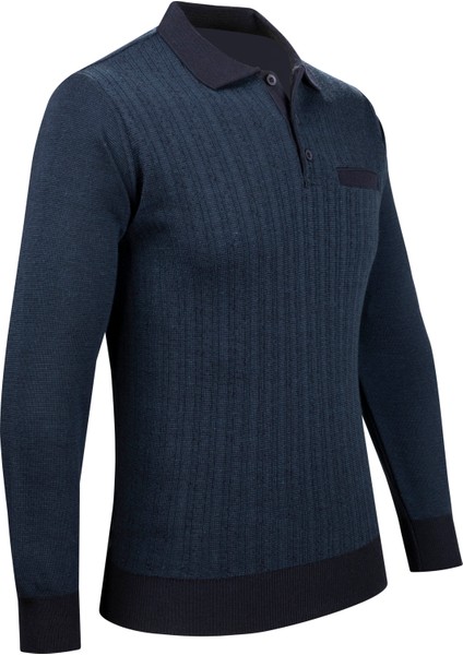 Erkek Polo Yaka Triko Kazak Desenli Kol ve Bel Lastikli Çelik Örgü Klasik Kalıp - 5005F fiyatları