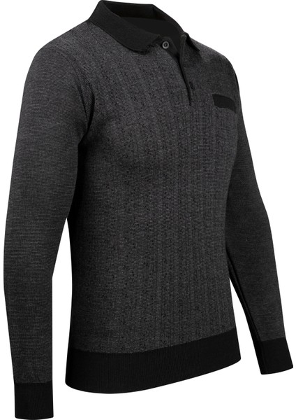 Erkek Polo Yaka Triko Kazak Desenli Kol ve Bel Lastikli Çelik Örgü Klasik Kalıp - 5005F fiyatları