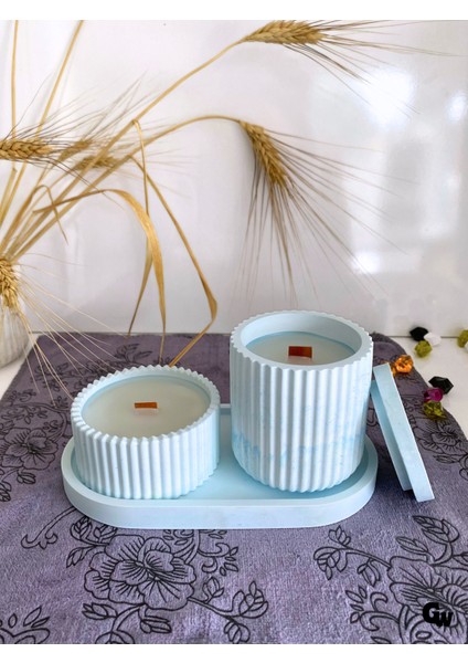 Desenli Desing 3'lü Set Kokulu Mumluk Dekoratif Mum Seti(Kokulu)(4 Parça)