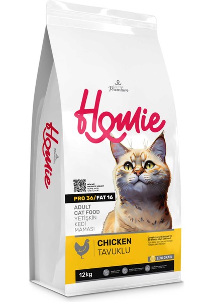 Düşük Tahıllı Tavuklu Yetişkin Kedi Maması 12KG