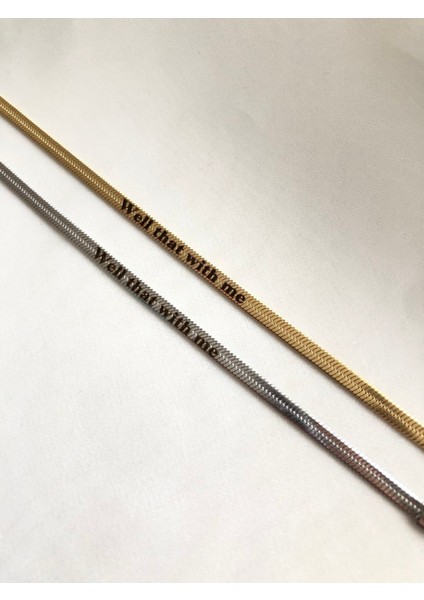 Italia Çelik Yazılı Çift Bileklik (Well That With Me)