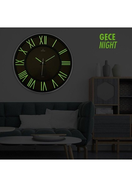 Gece Fosforlu Duvar Saati