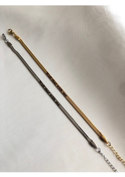 Italia Çelik Yazılı Çift Bileklik (Well That With Me) fiyatları