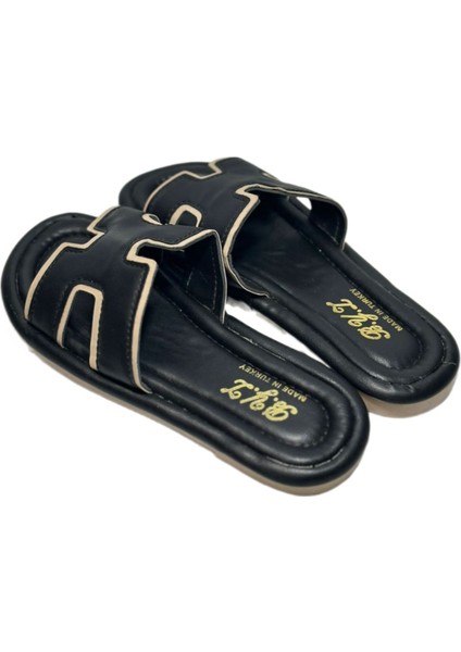 Günlük Ev Terliği Deri H Model Yumuşak Tabanlı Dış Mekan Terliği fiyatları