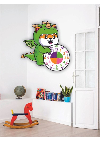 Sevimli Ejderha Temalı Montessori Çocuk Odası Eğitici Duvar Saati fiyatları