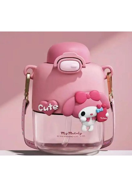 My Melodi Melody Sanrio Sakura Askılı Suluk Matara Ağız ve Diş Sağlığına Uygun Pipet Doğum Günü Hediye