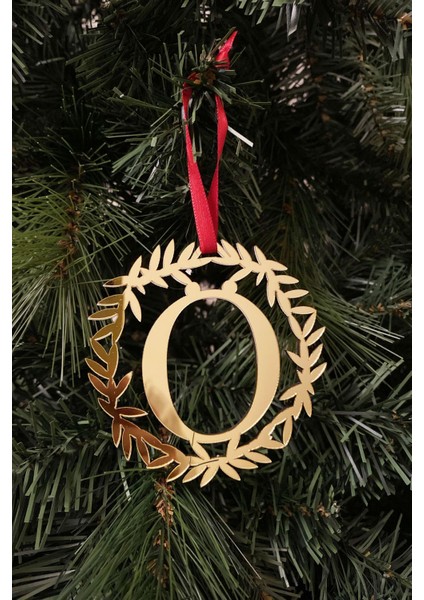 Yılbaşı Ağacı Süsü Pleksi Harf - Altın Çelenk Ö