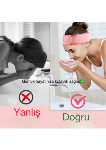 Havlu Saç Bandı Pamuklu Düz Bukle ve Cırt Bantlı Sporcu Saç Bandı Makyaj Bandı Ter Bandı