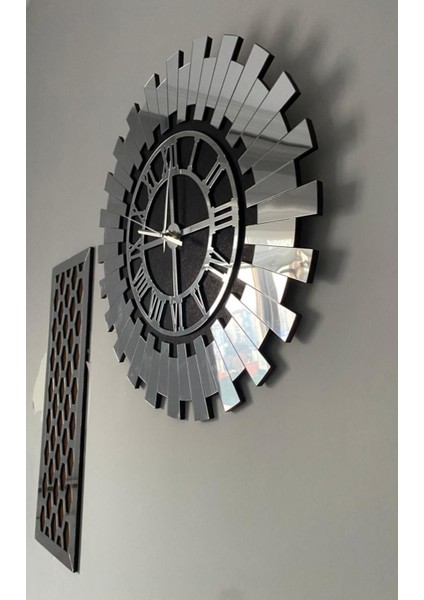 75 X 48 Cm Gümüş 3 Lü Duvar Saati Seti 40 Cm Modern Roma Rakamlı Duvar Saati 18 X 48 Cm Petek Tablo