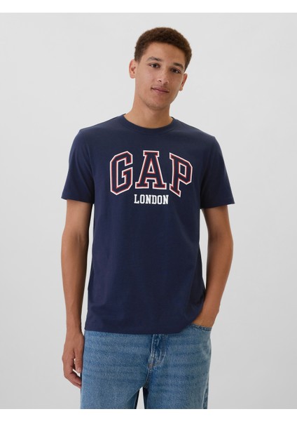 Erkek Lacivert Everyday Soft Gap London Logo T-Shirt