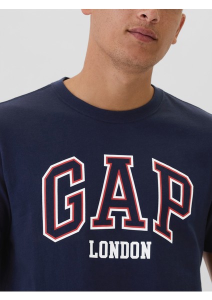 Erkek Lacivert Everyday Soft Gap London Logo T-Shirt