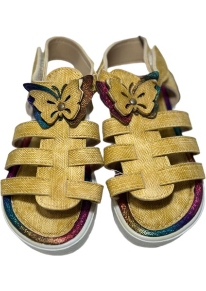 Cırtlı Çocuk Sandalet Kız Çocuğu Rahat Tabanlı Kelebek Model Terlik fiyatları