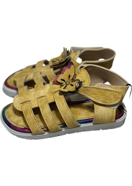 Cırtlı Çocuk Sandalet Kız Çocuğu Rahat Tabanlı Kelebek Model Terlik modelleri