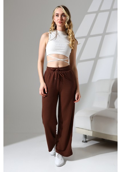 Kadın Geniş Kesim Rahat Kalıp Bol Paça Cepli Eşofman Altı