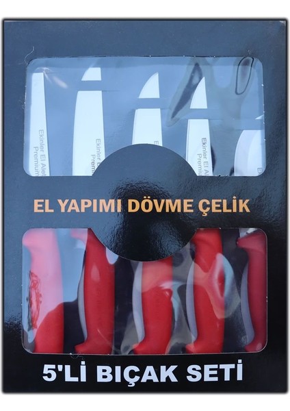 Plastik Saplı Premium Paslanmaz Çelik 5 Li Kasap ve Mutfak Bıçağı Seti E154