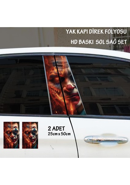 Terminatör Android Joker Baskılı Folyo 2Adet Set - Oto Kapı Kaplama Sticker Tuning Görünüm