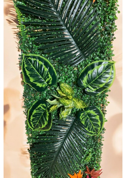 Doğal Ahşap Panel Yapay Çiçek Bitki Duvar Kaplama 40X180