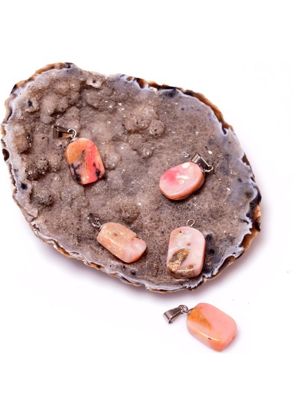 Pembe Opal Taşı Kolye - Çelik Malzemeli (Kararmaz) fiyatları